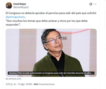 El concejal Emel Rojas aseguró que el Senado no debería autorizar la salida del país de Gustavo Petro - crédito @EmelRojasC/X