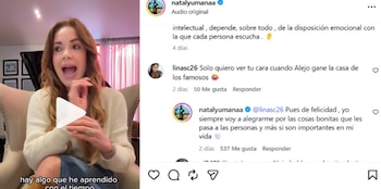 Nataly Umaña fue elogiada en redes por su respuesta positiva ante la posibilidad de que Alejandro Estrada gane el reality - crédito @natalyumanaa/ Instagram