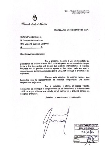 La carta que envió el