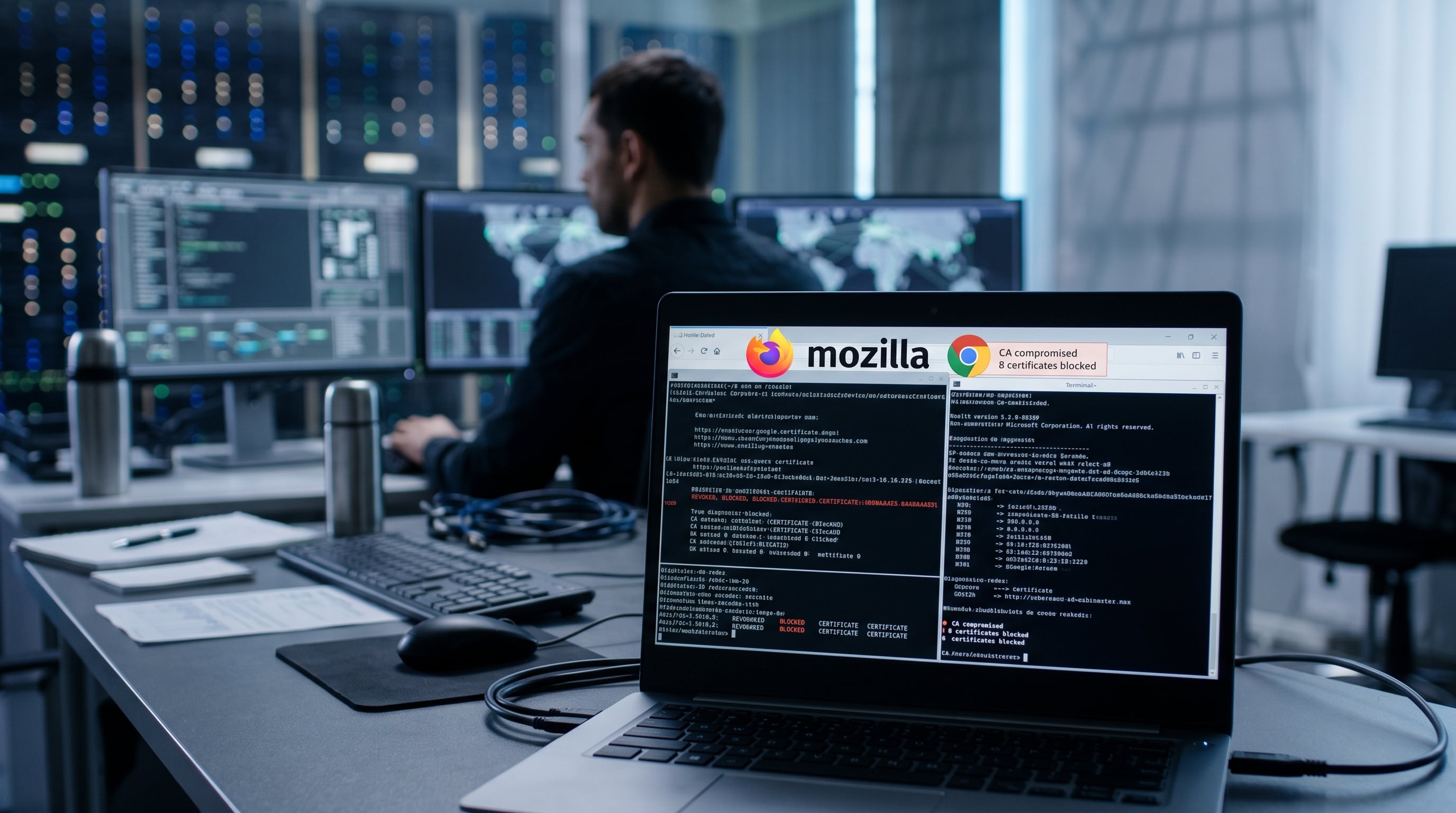 Seis de los ocho certificados comprometidos se usan para asegurar conexiones web y los otros dos para firmar programas de software.
(Gemini)