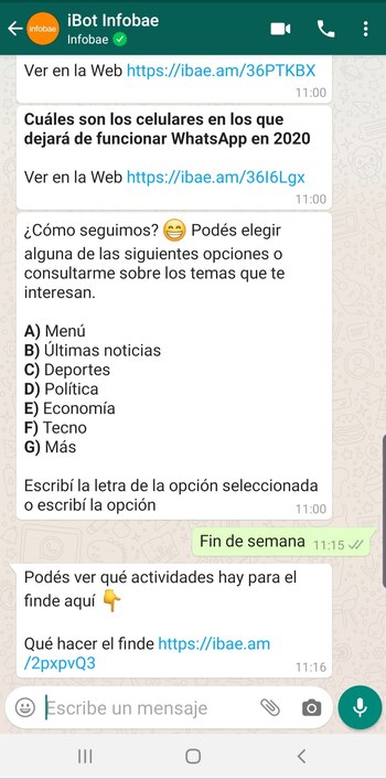 iBot ofrece noticias sobre diferentes