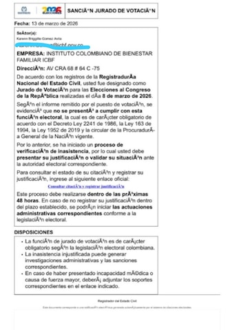 La Registraduría alerta por correos falsos sobre jurados - crédito cortesía Registraduría Nacional