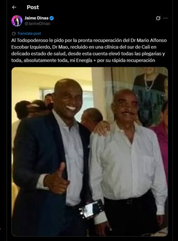 El periodista deportivo de Telepacífico le envío su mensaje de fortaleza al periodista - crédito @JaimeDinas / X