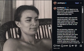 Jennifer Grey dio a conocer el fallecimiento de Jo Wilder. (Instagram)