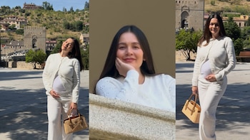 Lina Tejeiro compartió nuevas imágenes de su embarazo desde Madrid y recibió mensajes de cariño de seguidores y colegas - crédito @linatejeiro/ Instagram