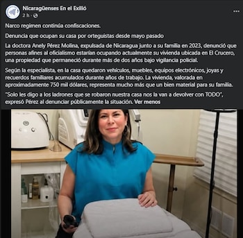 La dermatóloga aseguró que fue procesada por “traición a la patria” y ciberdelitos antes de salir del país en un vuelo comercial con su esposo y dos hijos, y atribuyó la causa a una cuenta falsa en Facebook.