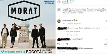 Post en Instagram de Morat.