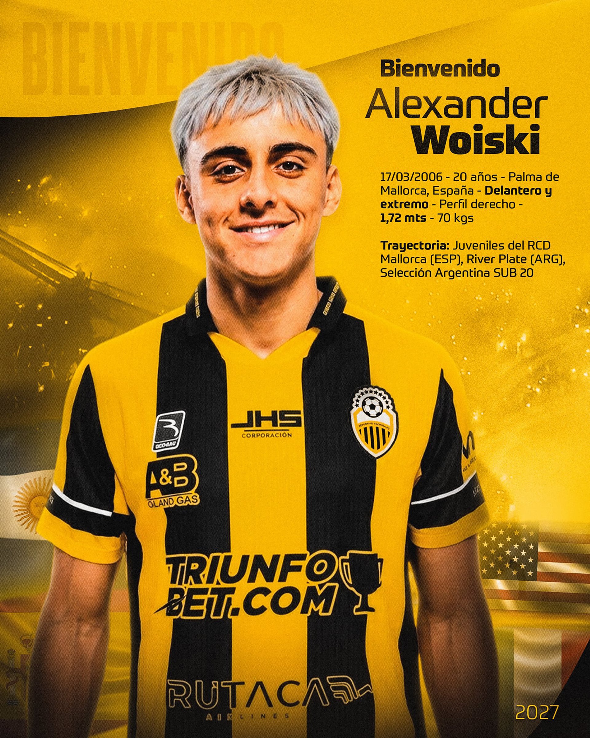 El Deportivo Táchira anuncia la incorporación del delantero Alexander Woiski