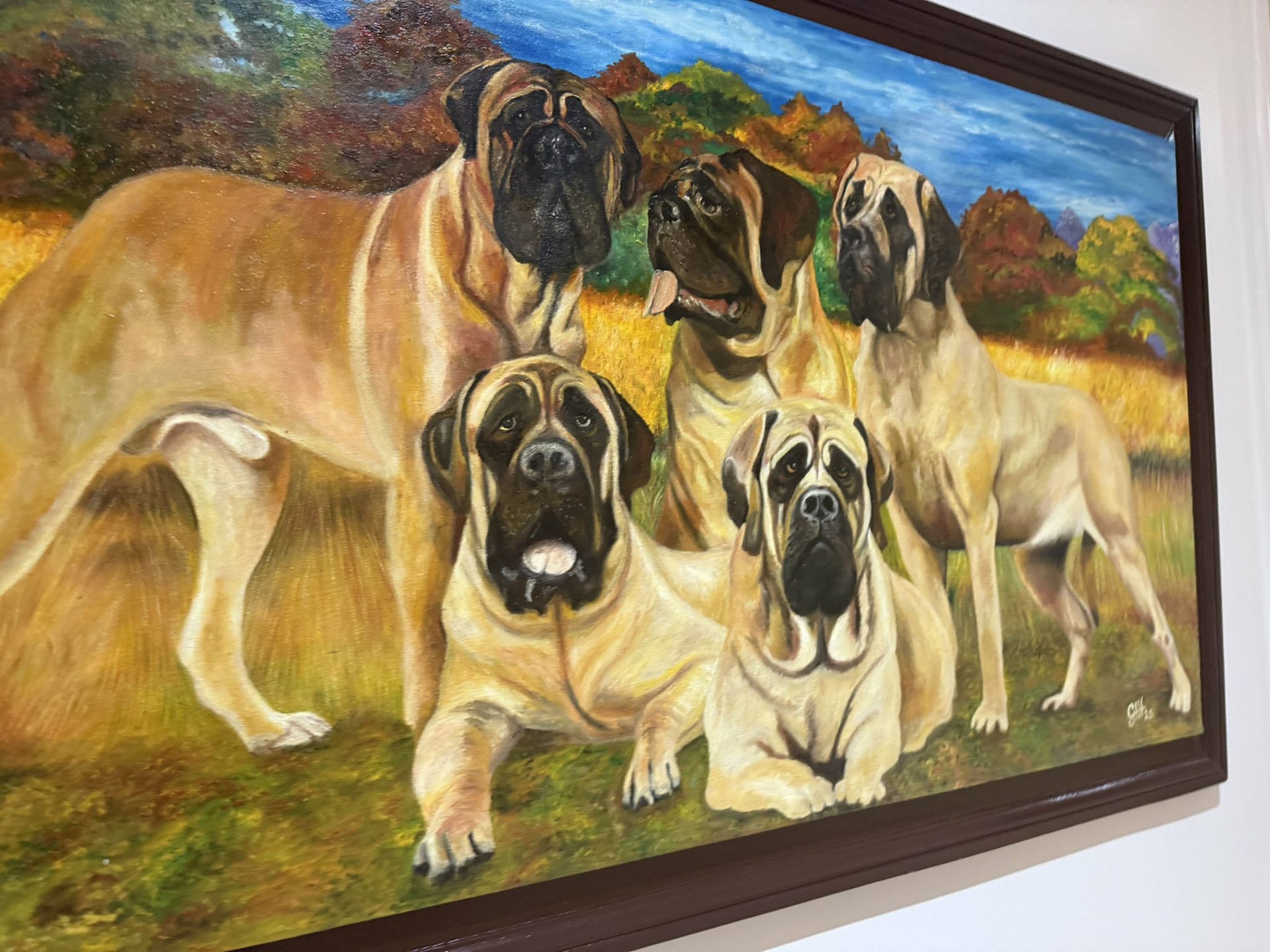 El cuadro con los cinco perros de Javier Milei. La imagen fue compartida por el empresario (@martinvars)