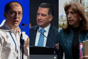Francisco Barbosa, fiscal general; Andrés Idárraga, secretario de Transparencia, y Martha Lucía Zamora, directora de la Agencia de Defensa Jurídica del Estado