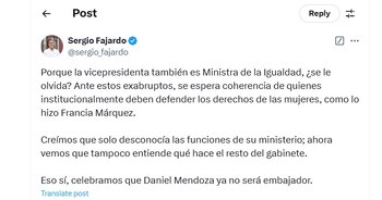 Sergio Fajardo le contestó a Daniel Rojas que no conoce sus funciones ni las del gabinete - crédito @sergio_fajardo