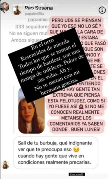 Cande Tinelli salió en defensa