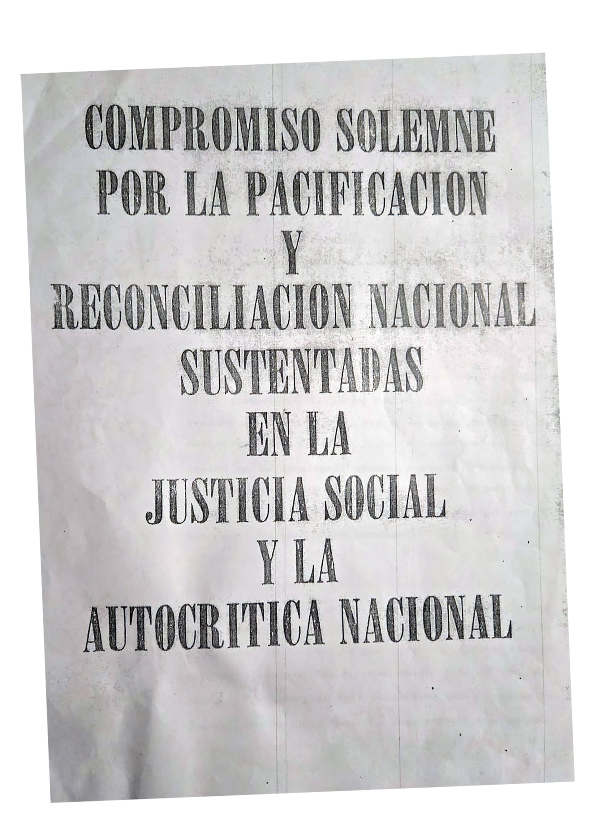 Carátula del documento dejado en la Basílica de Luján (Ceferino Reato)