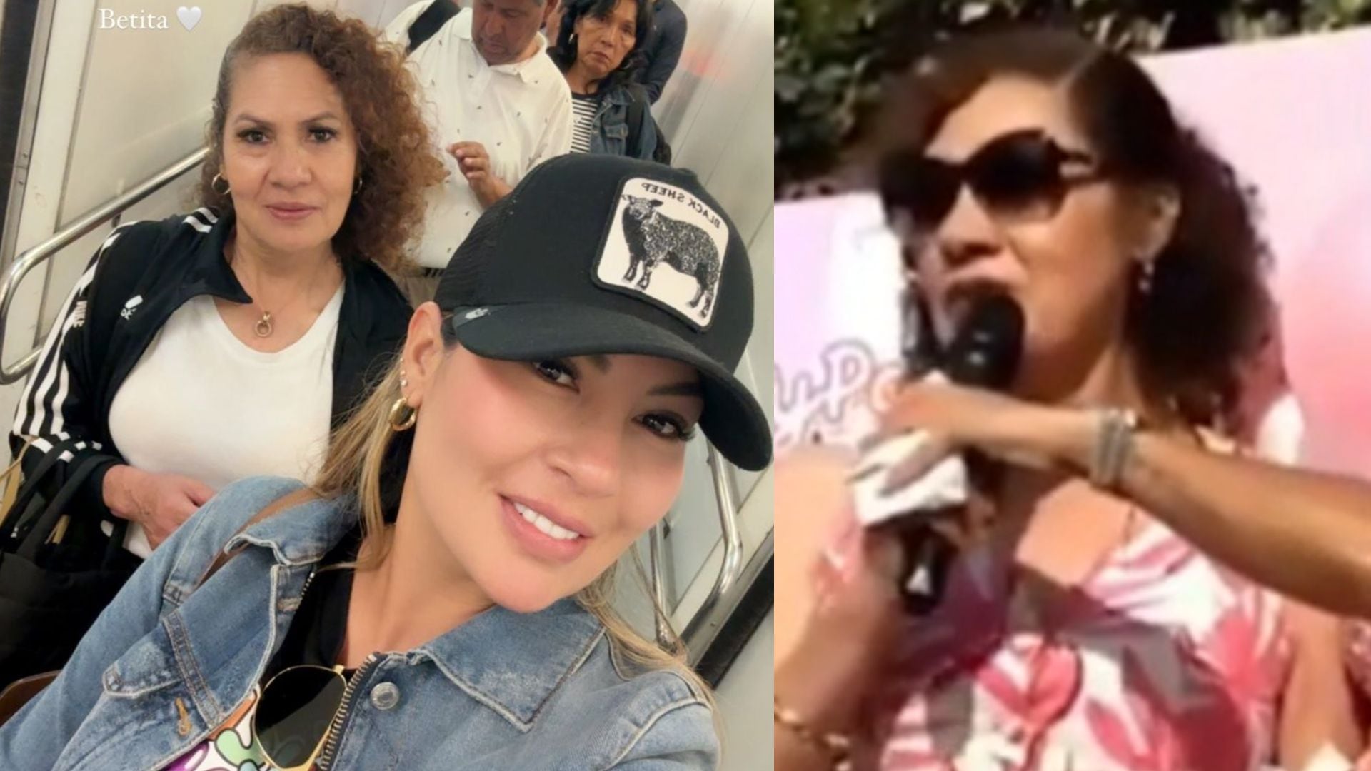 La madre de Pamela López, identificada como Betita, aparece en dos momentos diferentes, uno en una selfie y otro al hablar en público, tras la denuncia de Christian Cueva.
