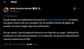 Heidy Sánchez pidió explicaciones a