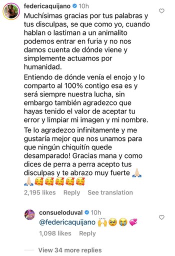 Federica Quijano aceptó la disculpa