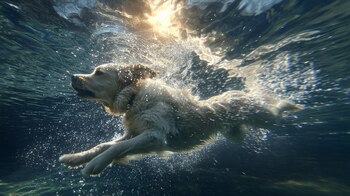 Un perro se impulsa al