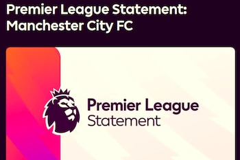Texto que indica Premier League Statement: Manchester City FC junto al logotipo de un león coronado