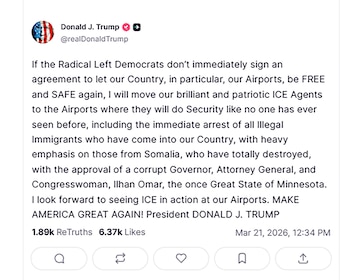 El mensaje publicado por Donald