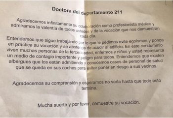 Mensaje a médica para abandonar