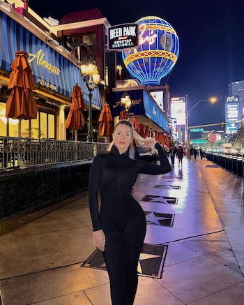 La pareja de Facundo Arana durante uno de sus viajes en Las Vegas, Estados Unidos