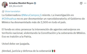 Comunicado de Ariadna Montiel.