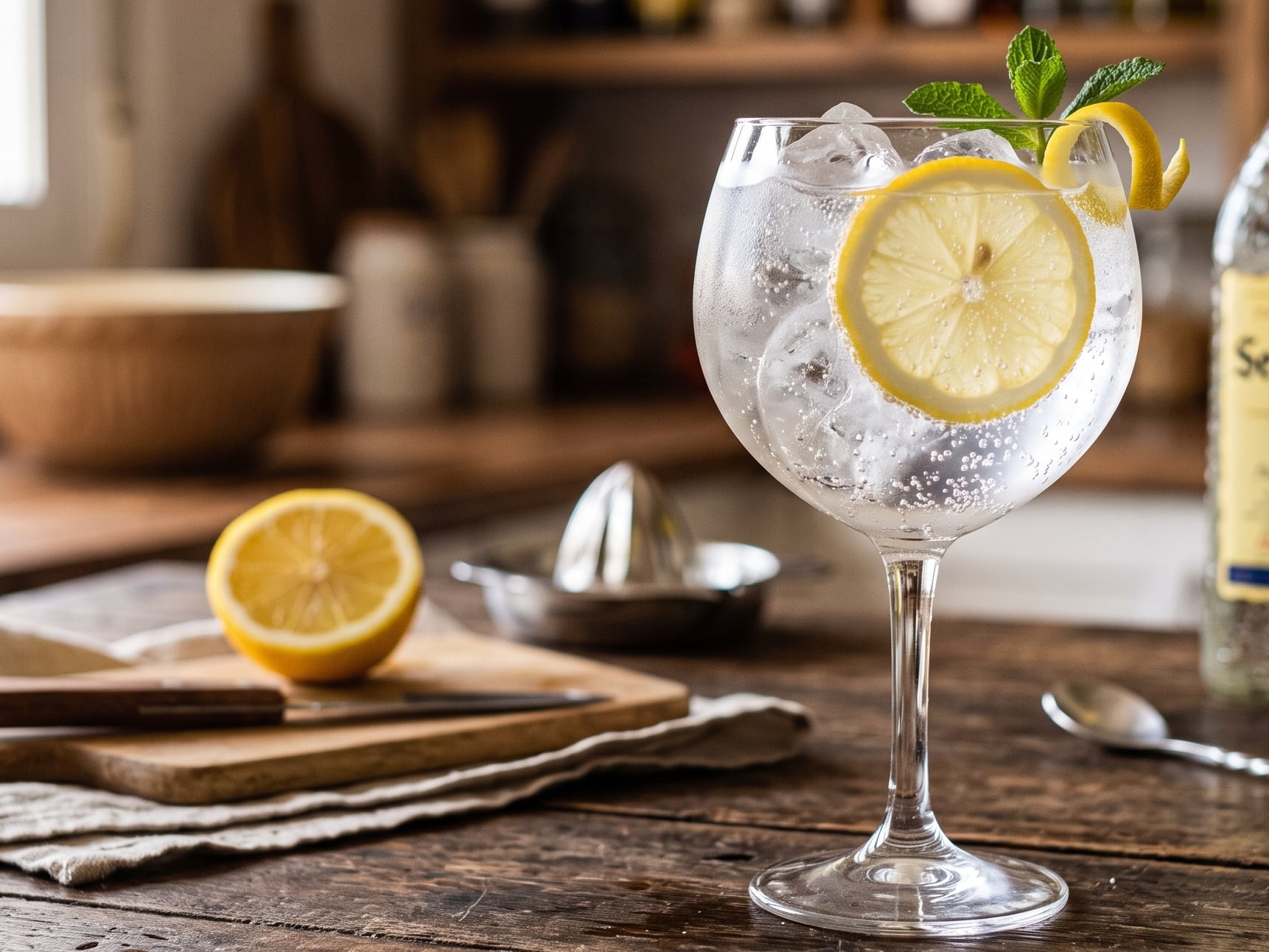 La receta tradicional incorpora piel de limón para sumar aroma y frescura sin tapar el sabor del gin (Imagen Ilustrativa Infobae)
