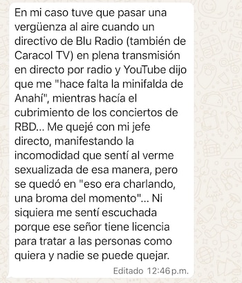 Una periodista contó que un directivo hizo un comentario sobre su ropa en plena transmisión en vivo y su queja fue tomada como una broma - crédito @catalinaboterotv/X