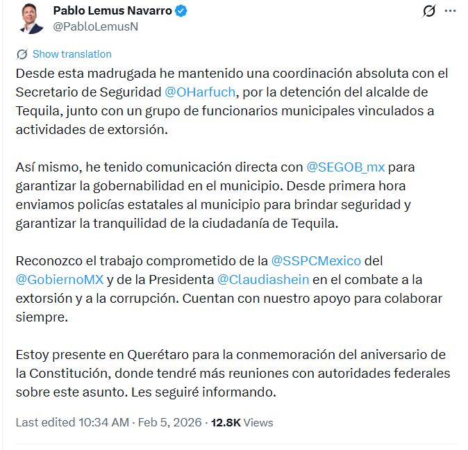 Crédito: X(@PabloLemusN)