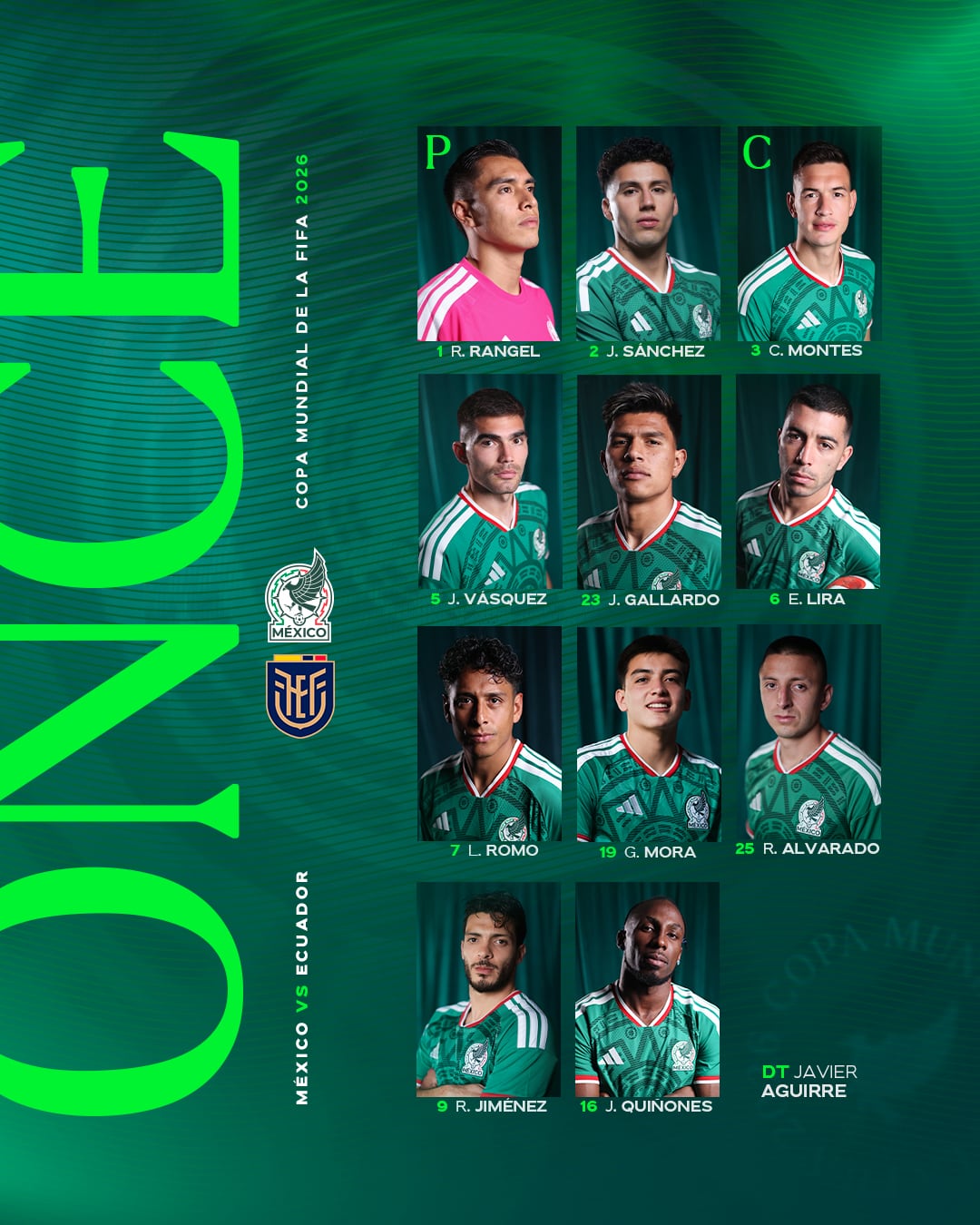 Alineación de México. X: @miseleccionmx