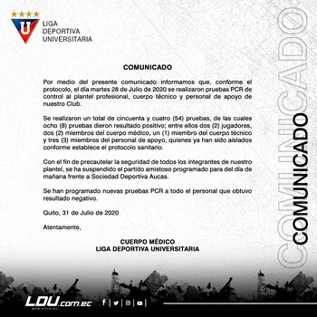 El comunicado oficial de Liga
