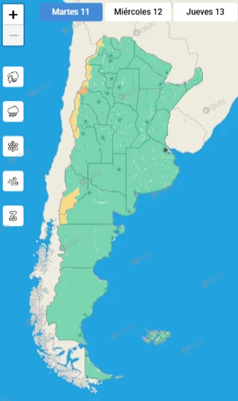 Las provincias que lindan con la Cordillera de los Andes se encuentran bajo alerta naranja por nevadas (SMN)