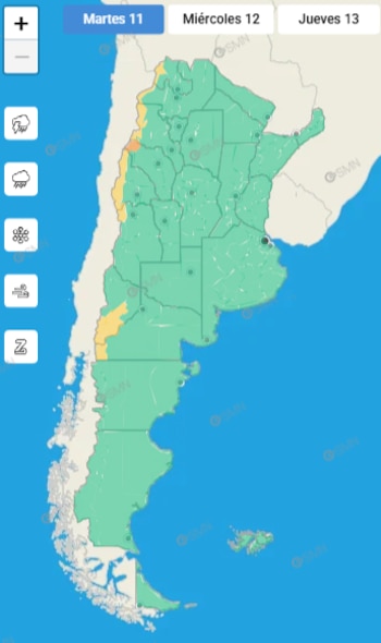 Las provincias que lindan con la Cordillera de los Andes se encuentran bajo alerta naranja por nevadas (SMN)