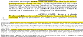 Designaciones de Félix Acosta. Arriba,