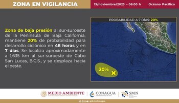 El posible ciclón se halla