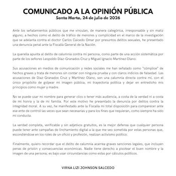 La exalcaldesa anunció que presentó una denuncia penal por calumnia ante la Fiscalía General de la Nación - crédito @VirnaJohnson/X