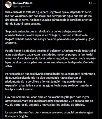 Gustavo Petro - crédito @petrogustavo/X
