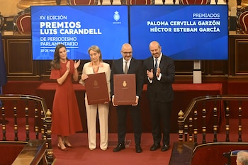 La reina Letizia en la entrega de la XV Edición de los Premios Luis Carandell de Periodismo Parlamentario (Europa Press)