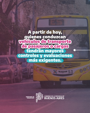 El Ministerio de Transporte indicó que el cambio afecta a vehículos de transporte de pasajeros o cargas (X: @TransportePBA)