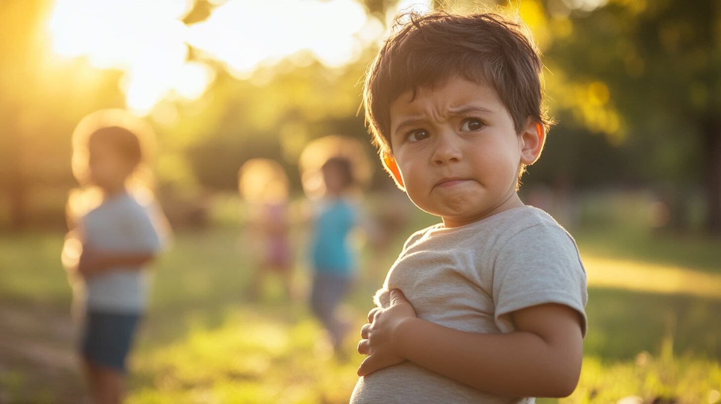 Niño con dolor estomacal, una molestia frecuente en la infancia que puede estar relacionada con alimentación o problemas digestivos. - (Imagen Ilustrativa Infobae)