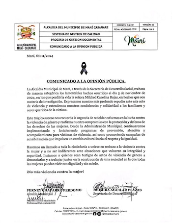 El comunicado que emitió la