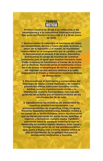 El comunicado de Primero Justicia