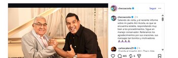 Su hijo Checo Acosta acudió a la visita médica y posteriormente compartió detalles sobre la evolución de su padre - crédito @checoacosta/Instagram