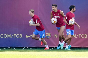 Los jugadores del FC Barcelona,