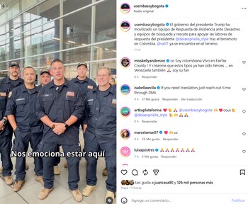 Los 10 brigadistas norteamericanos se unirán a los Topos Azteca - crédito @usembassybogota/IG
