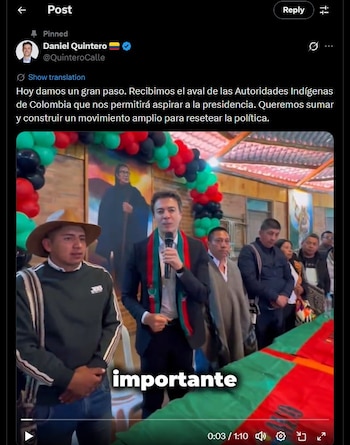Daniel Quintero agradeció el aval