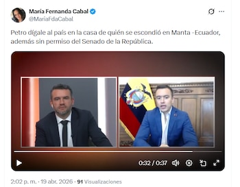 La senadora María Fernanda Cabal reaccionó con un mensaje directo tras las declaraciones del presidente ecuatoriano Daniel Noboa - crédito @MariaFdaCabal/X