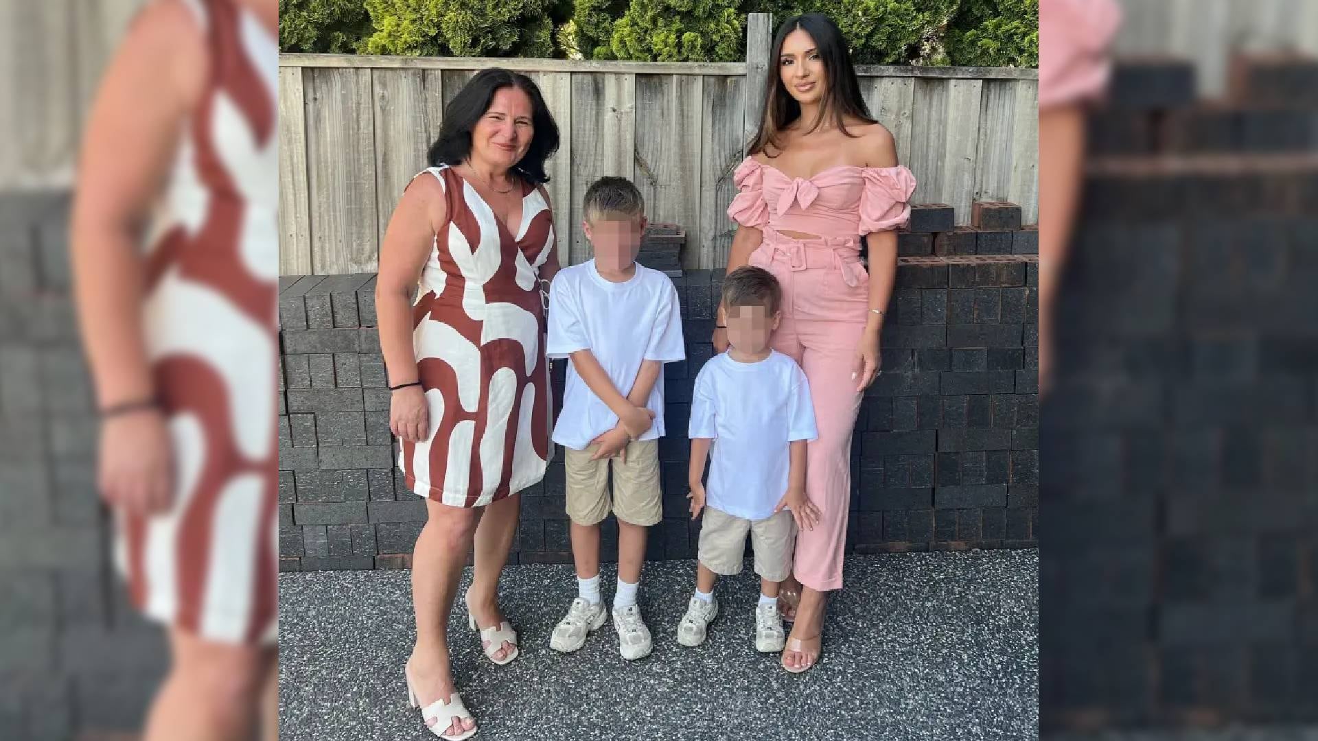 Donike Gocaj, junto a su hija y sus nietos (Facebook )