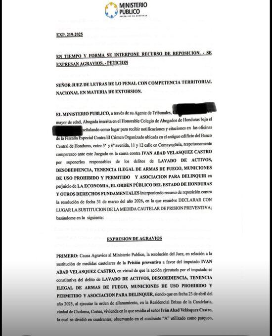 El Ministerio Público presentó recurso de reposición tras la resolución judicial que permitió medidas sustitutivas para Iván Abad Velásquez Castro en el caso Koriun Inversiones. (Imagen: Ministerio Público)
