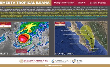 El Servicio Meteorológico informó que Ileana se mantuvo a 15 km de distancia de Baja California Sur, sin impactar tierra. (Imagen: X/@conagua_clima)